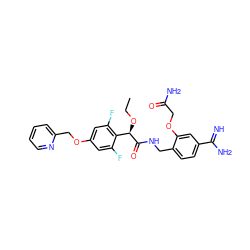 CCO[C@@H](C(=O)NCc1ccc(C(=N)N)cc1OCC(N)=O)c1c(F)cc(OCc2ccccn2)cc1F ZINC000166030533