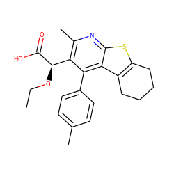 CCO[C@@H](C(=O)O)c1c(C)nc2sc3c(c2c1-c1ccc(C)cc1)CCCC3 ZINC000113123301