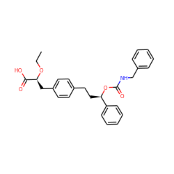 CCO[C@@H](Cc1ccc(CC[C@@H](OC(=O)NCc2ccccc2)c2ccccc2)cc1)C(=O)O ZINC000028822028