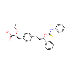 CCO[C@@H](Cc1ccc(CC[C@@H](OC(=S)Nc2ccccc2)c2ccccc2)cc1)C(=O)O ZINC000028821987