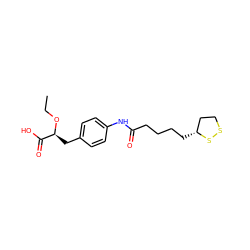 CCO[C@@H](Cc1ccc(NC(=O)CCCC[C@@H]2CCSS2)cc1)C(=O)O ZINC000042920218