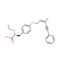 CCO[C@@H](Cc1ccc(OC/C=C(/C)C#Cc2ccccc2)cc1)C(=O)O ZINC000028122276