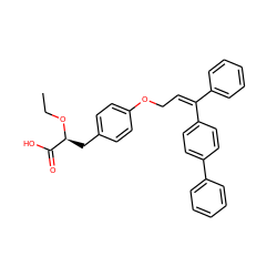 CCO[C@@H](Cc1ccc(OC/C=C(/c2ccccc2)c2ccc(-c3ccccc3)cc2)cc1)C(=O)O ZINC000012358213