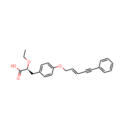 CCO[C@@H](Cc1ccc(OC/C=C/C#Cc2ccccc2)cc1)C(=O)O ZINC000003819473