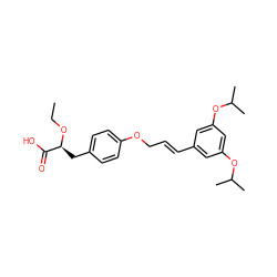 CCO[C@@H](Cc1ccc(OC/C=C/c2cc(OC(C)C)cc(OC(C)C)c2)cc1)C(=O)O ZINC000028948396