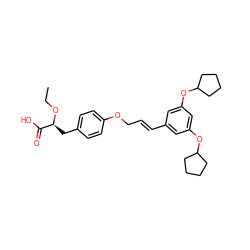 CCO[C@@H](Cc1ccc(OC/C=C/c2cc(OC3CCCC3)cc(OC3CCCC3)c2)cc1)C(=O)O ZINC000028948819