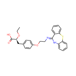 CCO[C@@H](Cc1ccc(OCC/N=C2\Nc3ccccc3Sc3ccccc32)cc1)C(=O)O ZINC000012358173