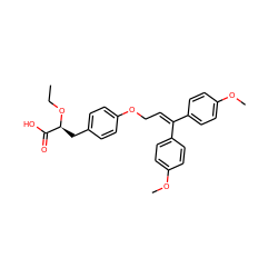 CCO[C@@H](Cc1ccc(OCC=C(c2ccc(OC)cc2)c2ccc(OC)cc2)cc1)C(=O)O ZINC000012358219