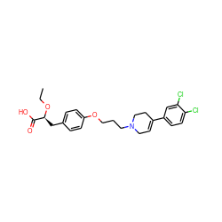 CCO[C@@H](Cc1ccc(OCCCN2CC=C(c3ccc(Cl)c(Cl)c3)CC2)cc1)C(=O)O ZINC000040950278