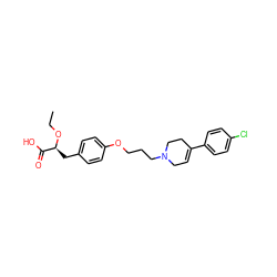 CCO[C@@H](Cc1ccc(OCCCN2CC=C(c3ccc(Cl)cc3)CC2)cc1)C(=O)O ZINC000045498800