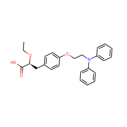 CCO[C@@H](Cc1ccc(OCCN(c2ccccc2)c2ccccc2)cc1)C(=O)O ZINC000012358220