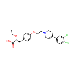 CCO[C@@H](Cc1ccc(OCCN2CC=C(c3ccc(Cl)c(Cl)c3)CC2)cc1)C(=O)O ZINC000040422975