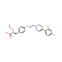 CCO[C@@H](Cc1ccc(OCCN2CC=C(c3ccc(Cl)cc3Cl)CC2)cc1)C(=O)O ZINC000040422962