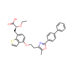 CCO[C@@H](Cc1ccc(OCCc2nc(-c3ccc(-c4ccccc4)cc3)oc2C)c2ccsc12)C(=O)O ZINC000040938791