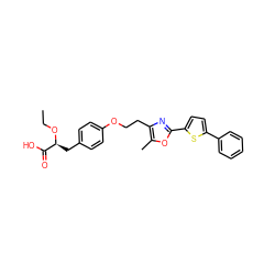 CCO[C@@H](Cc1ccc(OCCc2nc(-c3ccc(-c4ccccc4)s3)oc2C)cc1)C(=O)O ZINC000072106118