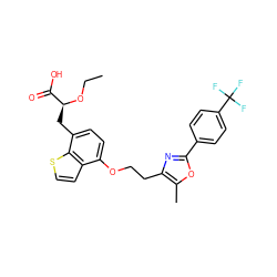 CCO[C@@H](Cc1ccc(OCCc2nc(-c3ccc(C(F)(F)F)cc3)oc2C)c2ccsc12)C(=O)O ZINC000040409853