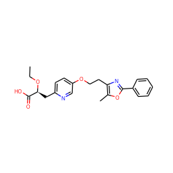 CCO[C@@H](Cc1ccc(OCCc2nc(-c3ccccc3)oc2C)cn1)C(=O)O ZINC000028604539