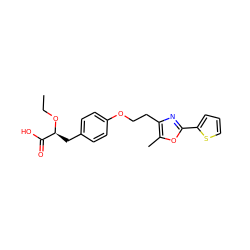 CCO[C@@H](Cc1ccc(OCCc2nc(-c3cccs3)oc2C)cc1)C(=O)O ZINC000003950456