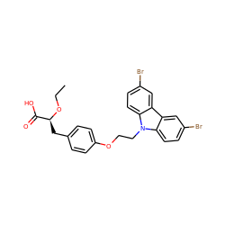 CCO[C@@H](Cc1ccc(OCCn2c3ccc(Br)cc3c3cc(Br)ccc32)cc1)C(=O)O ZINC000012358196