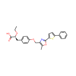 CCO[C@@H](Cc1ccc(OCc2nc(-c3ccc(-c4ccccc4)s3)oc2C)cc1)C(=O)O ZINC000072108211