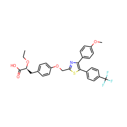 CCO[C@@H](Cc1ccc(OCc2nc(-c3ccc(OC)cc3)c(-c3ccc(C(F)(F)F)cc3)s2)cc1)C(=O)O ZINC000049774613