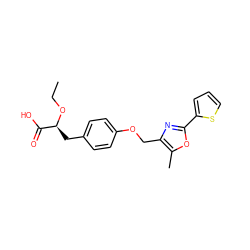 CCO[C@@H](Cc1ccc(OCc2nc(-c3cccs3)oc2C)cc1)C(=O)O ZINC000003950459