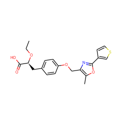 CCO[C@@H](Cc1ccc(OCc2nc(-c3ccsc3)oc2C)cc1)C(=O)O ZINC000072105406