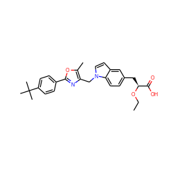 CCO[C@@H](Cc1ccc2c(ccn2Cc2nc(-c3ccc(C(C)(C)C)cc3)oc2C)c1)C(=O)O ZINC000034717687