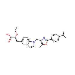 CCO[C@@H](Cc1ccc2c(ccn2Cc2nc(-c3ccc(C(C)C)cc3)oc2C)c1)C(=O)O ZINC000034717685