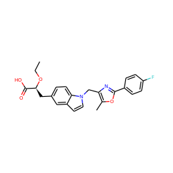 CCO[C@@H](Cc1ccc2c(ccn2Cc2nc(-c3ccc(F)cc3)oc2C)c1)C(=O)O ZINC000034717680