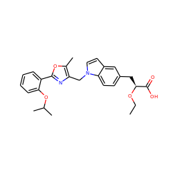 CCO[C@@H](Cc1ccc2c(ccn2Cc2nc(-c3ccccc3OC(C)C)oc2C)c1)C(=O)O ZINC000034717670