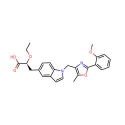 CCO[C@@H](Cc1ccc2c(ccn2Cc2nc(-c3ccccc3OC)oc2C)c1)C(=O)O ZINC000003942733