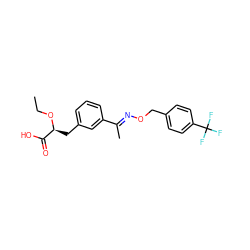 CCO[C@@H](Cc1cccc(/C(C)=N/OCc2ccc(C(F)(F)F)cc2)c1)C(=O)O ZINC000040951018