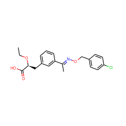 CCO[C@@H](Cc1cccc(/C(C)=N/OCc2ccc(Cl)cc2)c1)C(=O)O ZINC000034875784