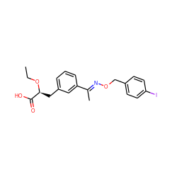 CCO[C@@H](Cc1cccc(/C(C)=N/OCc2ccc(I)cc2)c1)C(=O)O ZINC000040979174