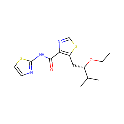 CCO[C@@H](Cc1scnc1C(=O)Nc1nccs1)C(C)C ZINC000028462466