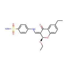 CCO[C@@H]1Oc2ccc(CC)cc2C(=O)/C1=C\Nc1ccc(S(N)(=O)=O)cc1 ZINC000072113382