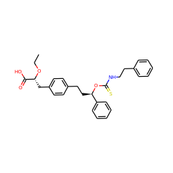 CCO[C@H](Cc1ccc(CC[C@@H](OC(=S)NCCc2ccccc2)c2ccccc2)cc1)C(=O)O ZINC000028821989