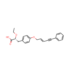 CCO[C@H](Cc1ccc(OC/C=C/C#Cc2ccccc2)cc1)C(=O)O ZINC000012365272