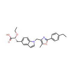 CCO[C@H](Cc1ccc2c(ccn2Cc2nc(-c3ccc(CC)cc3)oc2C)c1)C(=O)O ZINC000034207494