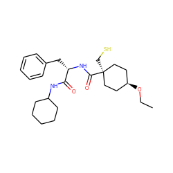 CCO[C@H]1CC[C@@](CS)(C(=O)N[C@@H](Cc2ccccc2)C(=O)NC2CCCCC2)CC1 ZINC000100810734