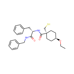 CCO[C@H]1CC[C@@](CS)(C(=O)N[C@@H](Cc2ccccc2)C(=O)NCc2ccccc2)CC1 ZINC000100814246