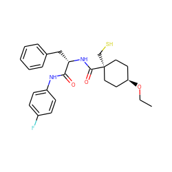 CCO[C@H]1CC[C@@](CS)(C(=O)N[C@@H](Cc2ccccc2)C(=O)Nc2ccc(F)cc2)CC1 ZINC000100821465