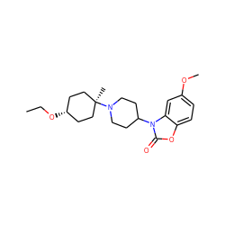 CCO[C@H]1CC[C@](C)(N2CCC(n3c(=O)oc4ccc(OC)cc43)CC2)CC1 ZINC000261176744