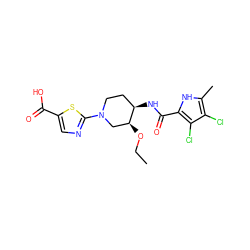 CCO[C@H]1CN(c2ncc(C(=O)O)s2)CC[C@H]1NC(=O)c1[nH]c(C)c(Cl)c1Cl ZINC000224156354