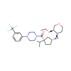 CCO[C@H]1COCC[C@H]1N[C@@H]1CC[C@@](C(=O)N2CCN(c3cccc(C(F)(F)F)c3)CC2)(C(C)C)C1 ZINC000066074403