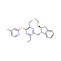 CCO[C@H]1Cc2ccccc2[C@@H]1Nc1nc(CC)c(Oc2cc(C)ccn2)nc1CC ZINC000028956406