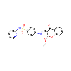 CCO[C@H]1Oc2ccccc2C(=O)/C1=C/Nc1ccc(S(=O)(=O)Nc2ccccn2)cc1 ZINC000096273793