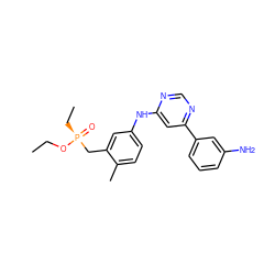 CCO[P@@](=O)(CC)Cc1cc(Nc2cc(-c3cccc(N)c3)ncn2)ccc1C ZINC000169346801