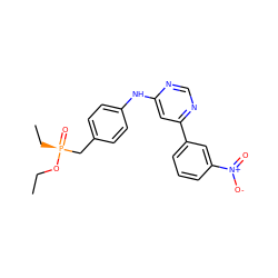 CCO[P@@](=O)(CC)Cc1ccc(Nc2cc(-c3cccc([N+](=O)[O-])c3)ncn2)cc1 ZINC000169346785